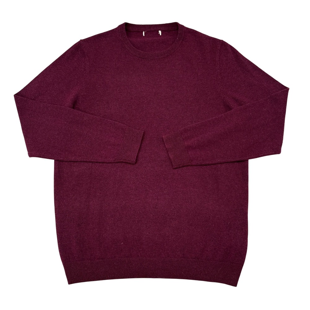 Woolovers Sweater Mens Size Large Red Crew Neck Pullover Merino Wool Cashmere